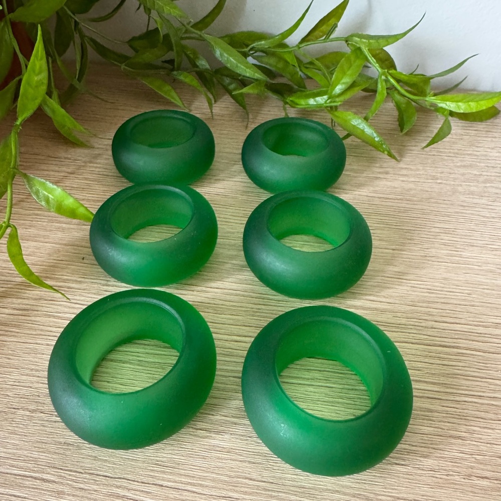 Set of Green Glass Napkin Rings